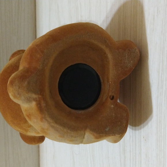 RARE Vintage Flocked Ceramic Teddy Bear Coin Bank With Stopper - Picture 5 of 5